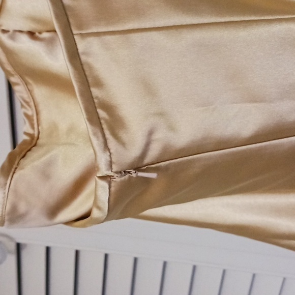 VINTAGE Jessica McClintock Gold Strapless Mini Dress, 80s Prom Queen, Size 4 - Picture 5 of 11